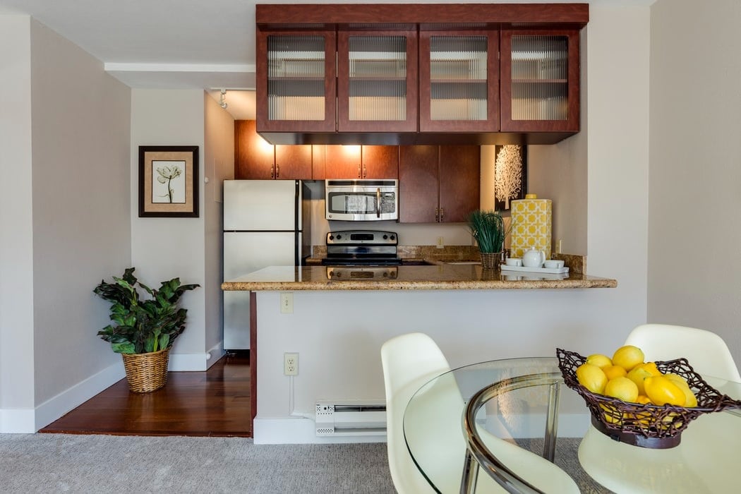 small kitchen without natural light